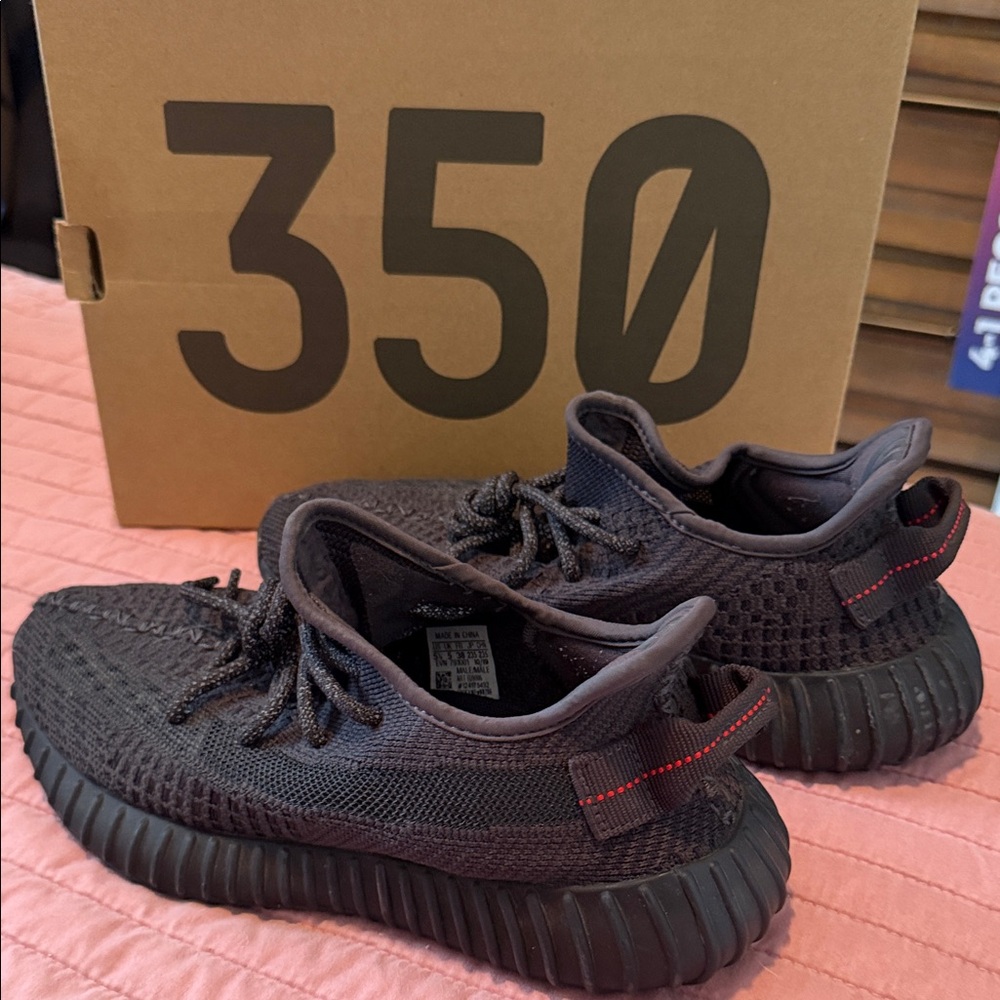 Yeezy Boost 350 Black with Red Detail